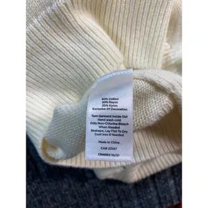 TALBOTS Sweater Women M Ivory Yellow Floral Embroidered Crewneck Cottage Spring thumbnail 8