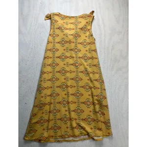 Perfect‎ Peach Sleeveless Dress Women Size S Yellow Aztec Ruffle Neck PPD10587 thumbnail 7