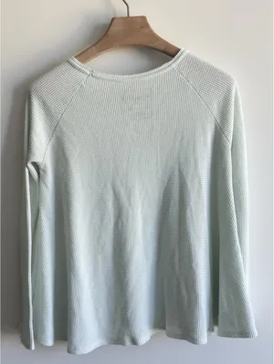 Free People We The Free Mint Green Waffle Knit Thermal Top Size S Long Sleeve thumbnail 7