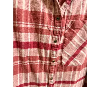 Aerie Pink White Plaid Flannel Button Down Shirt Cotton Sz S Softcore Layering thumbnail 7