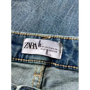 Zara Womens High Rise Straight Leg Jeans Blue Raw Hem Size 2 EUR 34 thumbnail 6