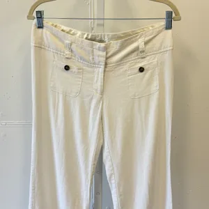 Y2K Inspired Charlotte Russe White Linen Blend Wide Leg Trousers Pants Size 6 thumbnail 3