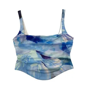 White Fox Boutique - Sleeveless Crop Top in Blue thumbnail 1