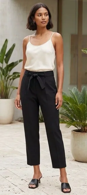 Vince Trousers Pleated Pants Womens Black Wool Blend Paperbag Work Casual Size 2 thumbnail 1