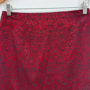 Y2K AGB Brocade Skirt Sz 6 Cherry Red Dark Academia Preppy Gothic Hong Kong 90s thumbnail 3
