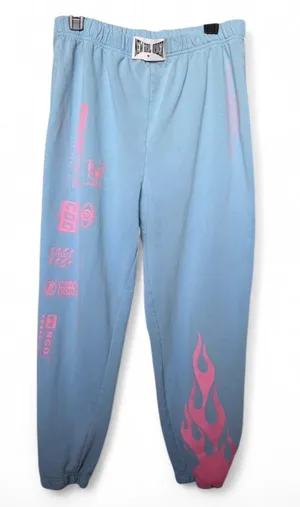 New Girl Order Blue & Pink Flame Graphic Joggers thumbnail 1