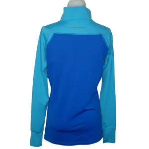 Womens Under Armour Snap Neck Pullover Fitted Sweatshirt Thumb Holes Blue Size L thumbnail 3