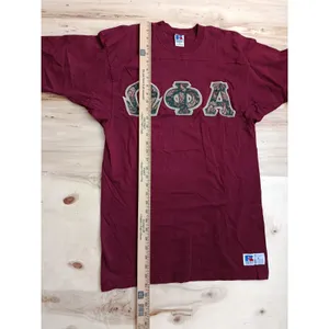 Vintage 90s Russell Athletic Fraternity T-Shirt | Made in USA | Burgundy Paisley thumbnail 10