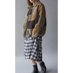 Urban Outfitters BDG Patchwork Corduroy Harrington Jacket Brown Colorblock L thumbnail 2