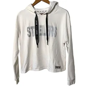 DKNY Sport Pullover Hoodie Pittsburg Steelers Maddie Crop White Size Large thumbnail 2