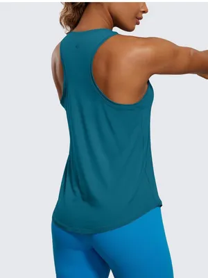 CRZ Yoga Teal Racerback Round Neck Tank Top Size Small thumbnail 5