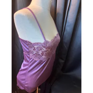Corma Purple Lace Trim polyester Camisole Top‎ Double Spaghetti Strap One Size thumbnail 2