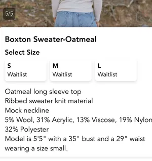 These Three Boutique Boxton sweater - oatmeal thumbnail 5