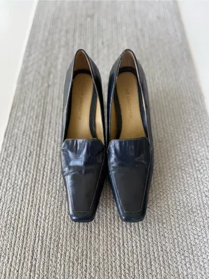 Liz Claiborne Navy Blue Leather Square-Toe Block Heel Loafers Size 8.5 thumbnail 3