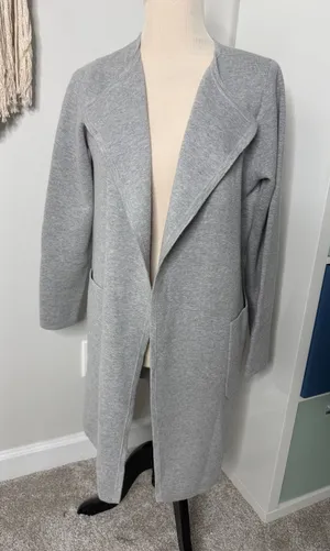 Women's J. Crew Light Gray Merino Wool Sophie Coatigan Open Cardigan Sweater M thumbnail 1