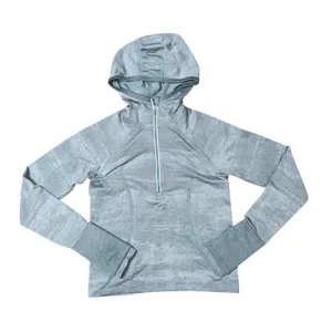 Lululemon Half Zip Hoodie Women Small Blue Grey Excellent Seamless‎ Activewear thumbnail 1