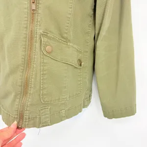 Y2K Forever 21 Canvas Utility Coat Sz S Olive Grunge Military Indie Sleaze Zip thumbnail 4