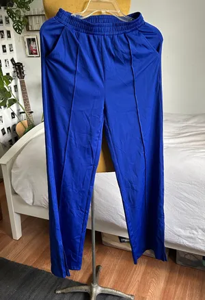 Blue sweatpants straight leg casual pants with pockets thumbnail 1