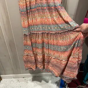 Source Unknown Cute stretchy tiered shell button front maxi dress aztec boho breezy smocked thumbnail 14