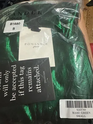 NWT Pomander Place Tuckernuck Lillith midi dress emerald lurex small thumbnail 5