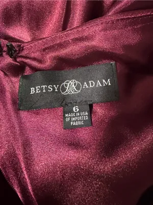 Betsy & Adam Satin Halter Maxi Dress in Burgundy thumbnail 5