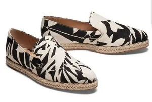 M.Gemi Espadrilles Agio 39.5 Black White Tropical Floral Print Slip On Loafers thumbnail 1