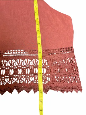 American Eagle XS Dusty Rose Crochet Lace Halter Crop Top Boho thumbnail 6
