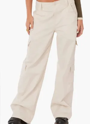 Edikted Cream Wide Leg Pants thumbnail 1