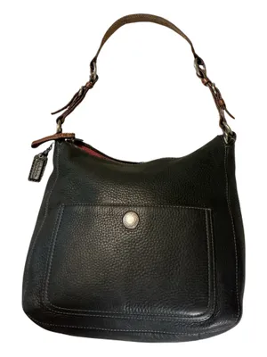 Coach Vintage Black Pebbled Leather Hobo Shoulder Bag Pink Lining #H05S-8E10 thumbnail 9