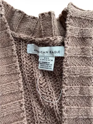 American Eagle Oversized Shaker Stitch Cardigan Sweater Mauve Taupe XXS Pockets thumbnail 6