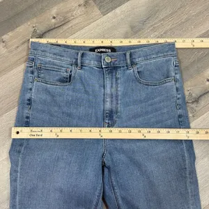 Express Super High Rise Mom Jeans‎ Blue 10 Crop Straight thumbnail 11