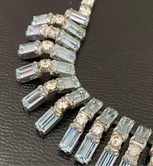 Vintage Unsigned Juliana? Blue Topaz Bib Statement Choker Necklace 35.0g thumbnail 13