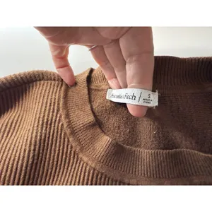 Abercrombie & Fitch Chocolate Brown Ribbed Knit Crew‎ Neck Sweater Minimalist S thumbnail 5