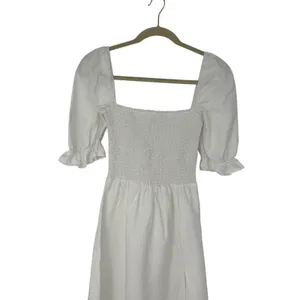 Reformation Marabella Linen Midi Dress White Smocked Puff Sleeve Small Vacation thumbnail 4