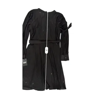 DKNY Faux Wrap A-Line Dress 8 Black Sparkle LBD Party‎ Holiday NWT $150 thumbnail 9