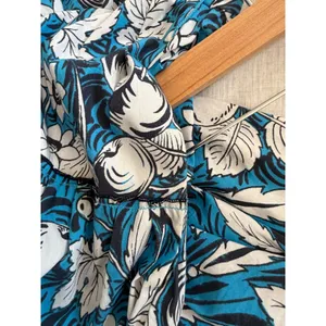 Diane von Furstenberg Queena Blue Floral Midi Shirt Dress Poplin Luxe L thumbnail 6