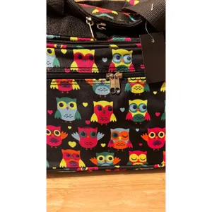 & Other Stories Adorable Colorful Owl pattern zippered weekender tote duffel gym bag thumbnail 3