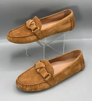Cole Haan Evelyn Loafer Womens 6.5B Brown Suede Bow Driver Business W312827 thumbnail 1