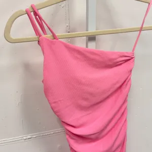 Princess Polly Pink Ruched One Shoulder Ribbed Mini Bodycon Dress Size 0 US XS thumbnail 4