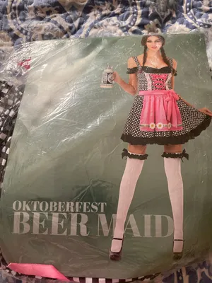 Hauntlook Beer Maid Costume Adult Large Pink Gingham Oktoberfest Dirndl Dress thumbnail 1