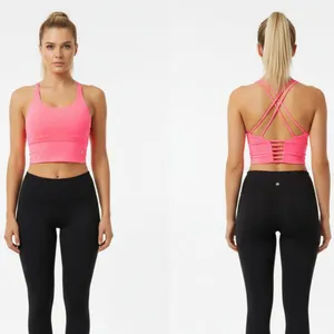 Savvi Hot Pink Strappy Back Cropped Athletic Sport Bra Top New S thumbnail 2