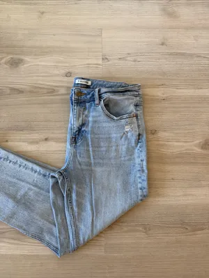 VIGOSS Light Wash High-Rise Slim Straight Jeans thumbnail 2