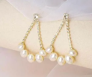 White Pearl Teardrop Dangle Drop Earrings for Women thumbnail 3
