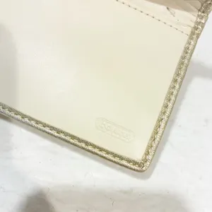 Coach Khaki Brown Gold Signature Cavas Logo Designer Wallet Checkbook Holder‎ thumbnail 4