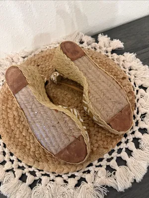Lauren‎ Ralph Lauren Tan White Batik Print Espadrille Wedge Sandals Size 6.5 thumbnail 10