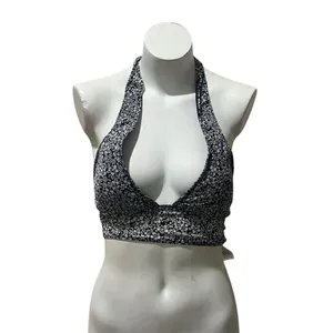 Gilly Hicks Women's Floral Halter Tank Top M Black Open Back Casual thumbnail 5