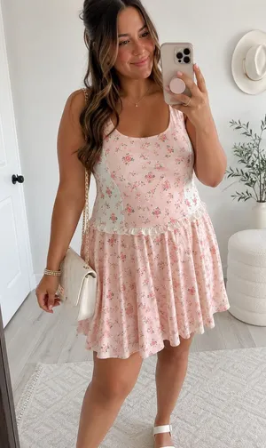Altar'd State Pink Floral Mini Dress thumbnail 1
