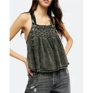Free People Marina Square Neck Denim Top thumbnail 4