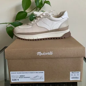 NWT Madewell Kickoff Trainer Sneakers Antique Cream Multi Size 5M thumbnail 3