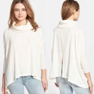 Free People Beach Sz M Top World Traveler‎ Ribbed Cowl Neck Dolman Split Back thumbnail 2